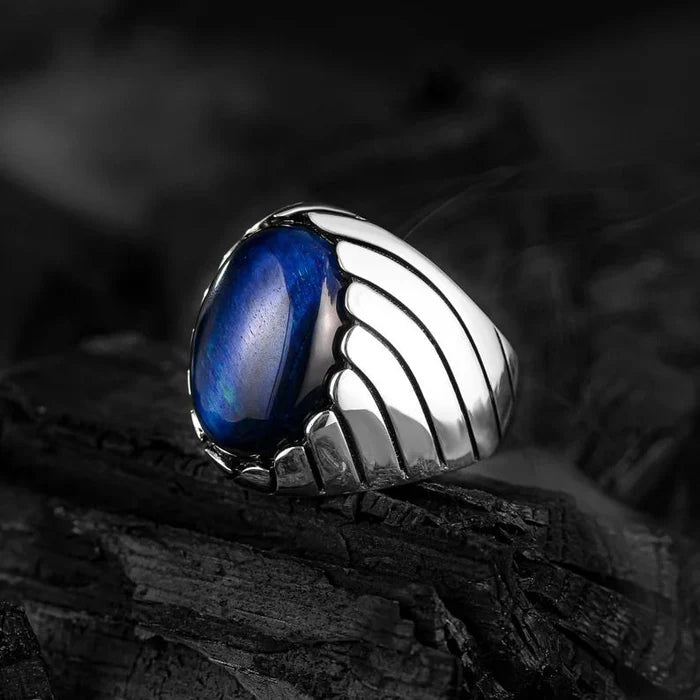 CAT EYE WAVES MEN'S RING - 925 SILVER