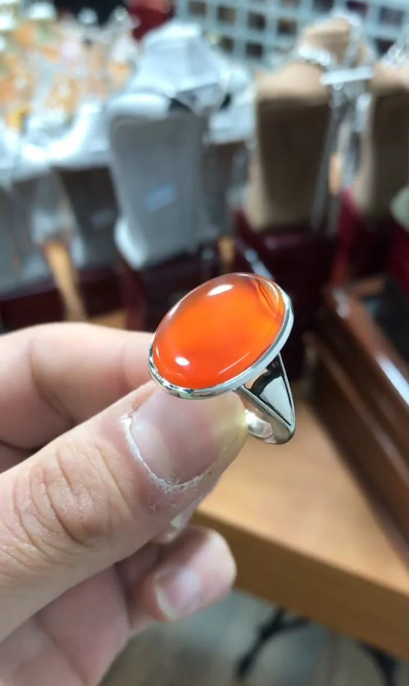 Ahmar Aqeeq (عقیق احمر) Ring (925 Silver)