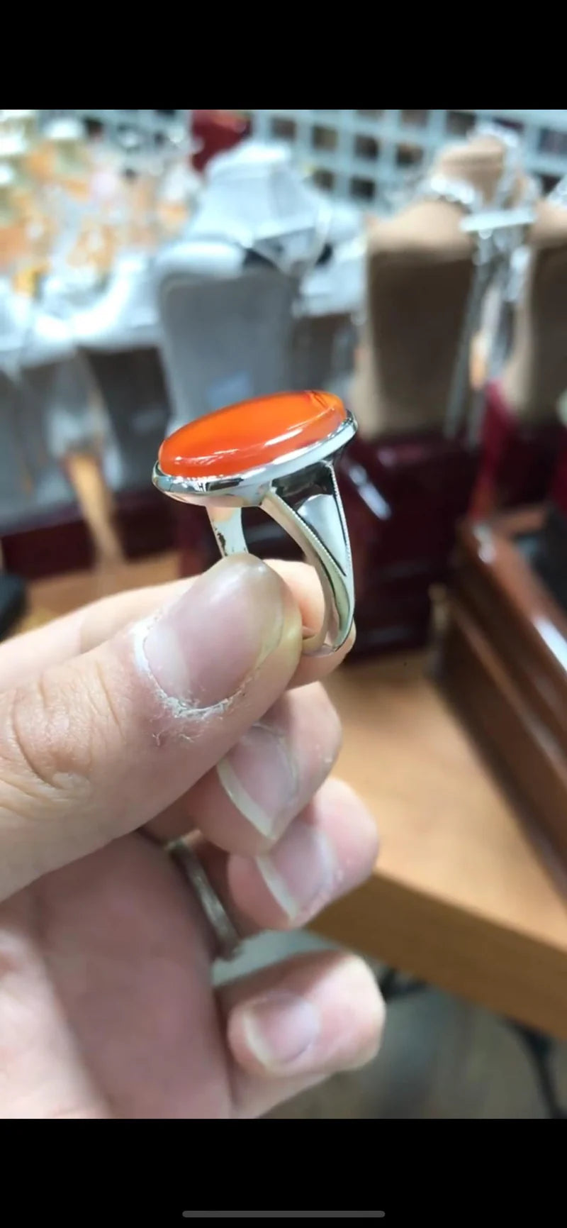 Ahmar Aqeeq (عقیق احمر) Ring (925 Silver)