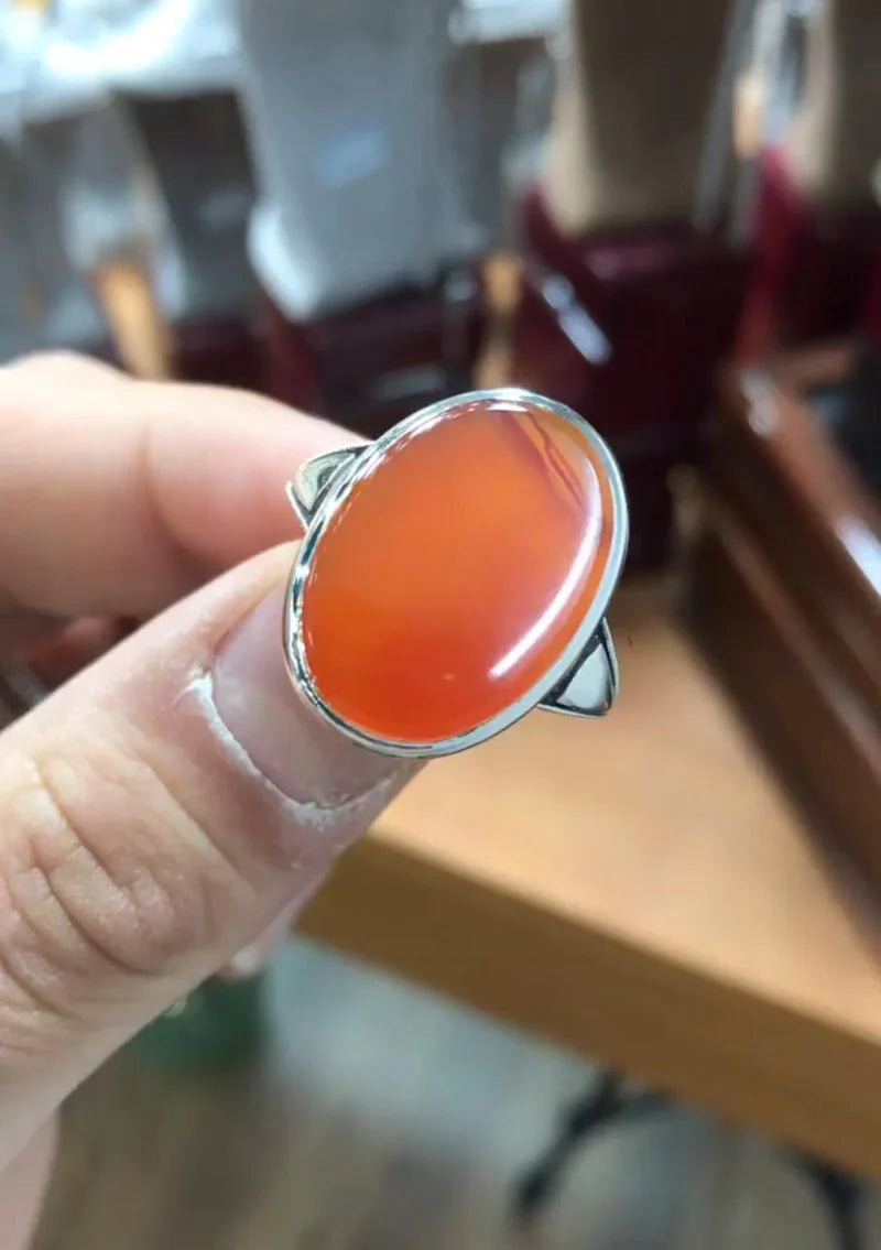 Ahmar Aqeeq (عقیق احمر) Ring (925 Silver)