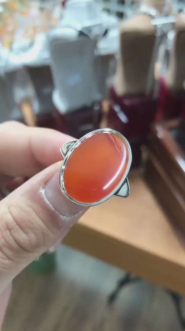 Ahmar Aqeeq (عقیق احمر) Ring (925 Silver)